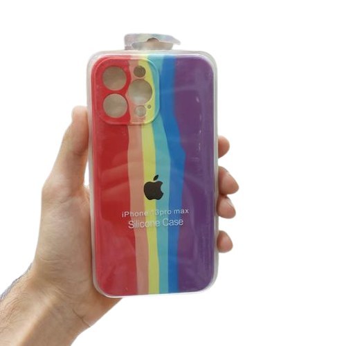 قاب گوشی iPhone 13 آیفون سیلیکونی اورجینال رنگین کمانی پاک کنی